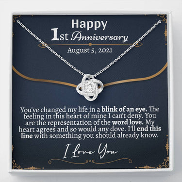 Personalized 1st Anniversary Love Knot Necklace - Love You This Much